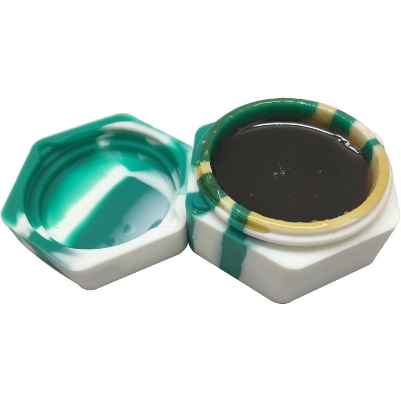 KUVIS 26ml Hexagon Silicone Container Non-stick Honeybee Jars with Carving