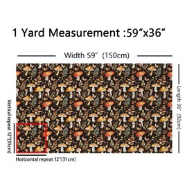 Feelyou - Tela impermeable de polilla de hongos para exteriores, para sillas de 2 yardas, tela de plantas de arce por The Yard para decoración de niños, tela de tapicería de hongos kawaii para sillas,