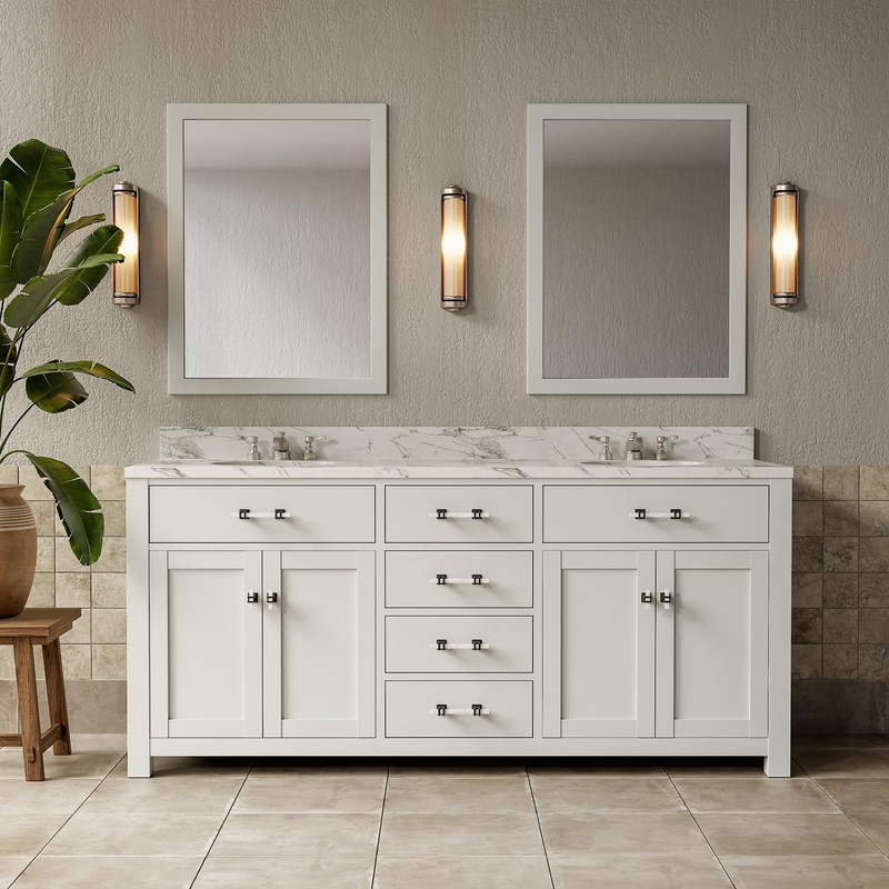 Haliwu 10 Pack White Marble Grain Cabinet Pulls, 6-5/16 inch