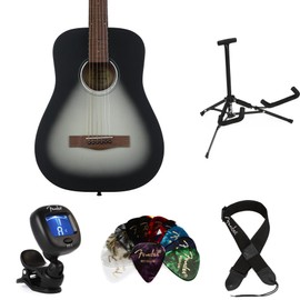 Fender FA-15 3/4 Scale Steel Acoustic Guitar Bundle - Moonlight Finish | Includes Stand, Tuner, Strap & 12 Guitar Picks | Beginner & Travel Friendly