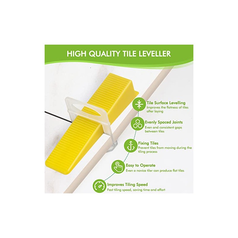 Tile Leveling System 1/8”Kit, 600pcs Tile Leveler Spacers Clips+200pcs Reusable