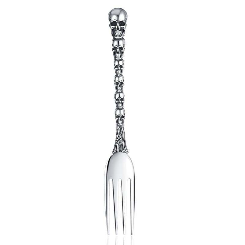 Skull Motif Serving Spoon Fork Set, Premium Stainless Steel Fork