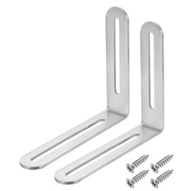 sourcing map 4Pcs Adjustable L-Shape Corner Brace with Slot, 4.72 x 3.94 Inch Stainless Steel Slotted Right Angle Corner Bracket with Screws for Wooden Furniture Cabinet, Silver