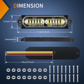 Nilight 8PCS Led Strobe Lights 12LED White Emergency Light 12V 24V Surface Mount Flashing Warning Hazard Beacon Ultra Slim Sync Feature Mini Grille for Cars Trucks Off Road Vehicles SUV