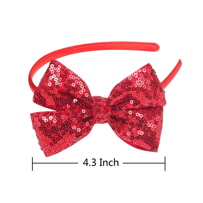 AMYDECOR Red Sequin Bow Headband for Girls - Boutique Style