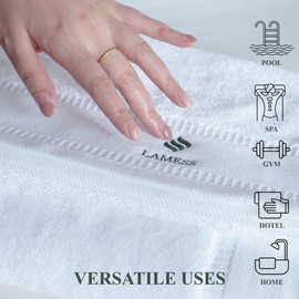 Lamess 3-Piece Luxury Bath Towels Set, 600 GSM 100% Cotton, 1 Bath Towel 1 Hand Towel 1 Washcloth, Quick Dry & Highly Absorbent Towels, Ultra Soft Towels