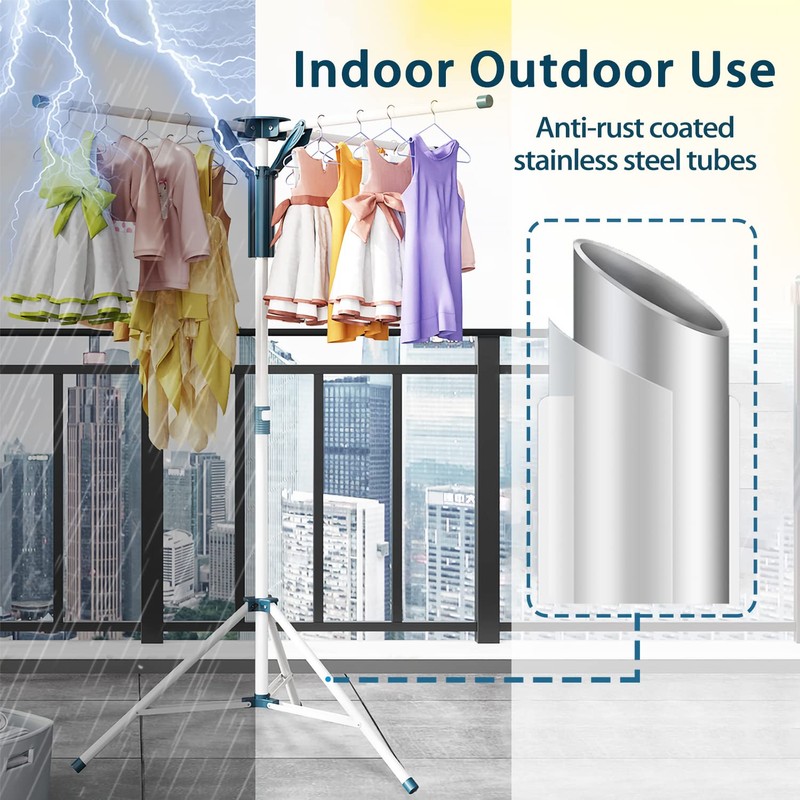 JAUREE Tripod Clothes Drying Rack Folding Indoor, Portable Drying Rack