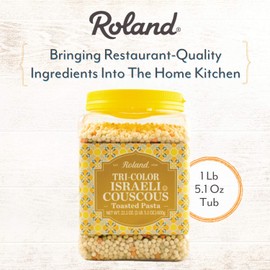 Roland Foods Tri-Color Israeli Couscous Pasta, Specialty Imported Food, 21.1-Ounce Jar