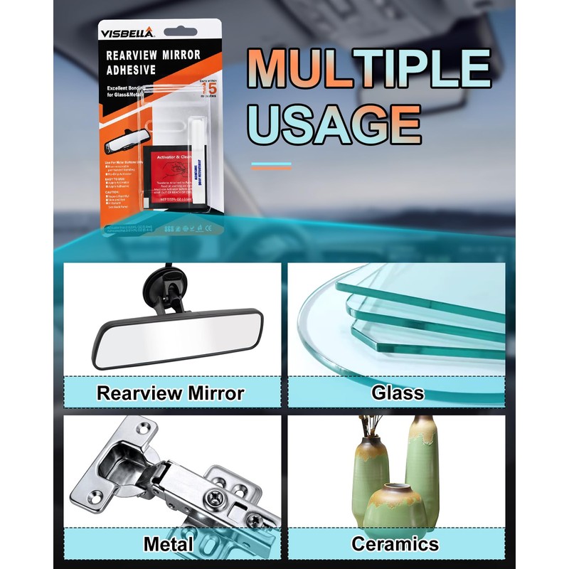 Visbella Rearview Mirror Adhesive Repair Kit Rear View Mirror Glue