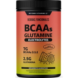 Beyond Vitamins BCAA + Glutamina + Electrolitos | 7g Aminoácidos BCAA 2:1:1 + 2.5g L-Glutamina en Polvo | Con Magnesio, Potasio, Calcio y Vitamina B6 
