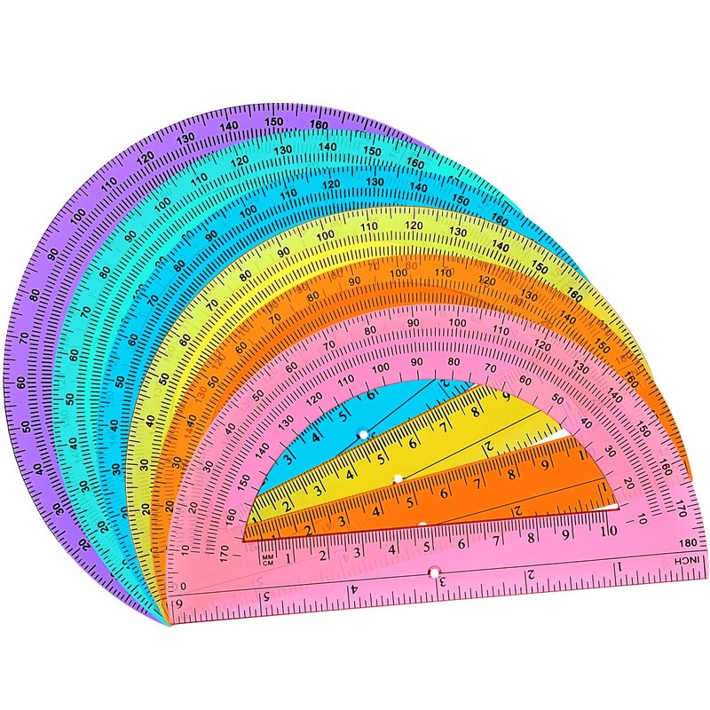 6 Pieces Math Bulk Plastic Protractors 180 Degrees 6 Inch