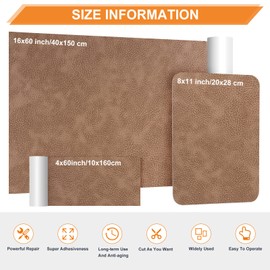 Xroam Leather Patches for Furniture - 2 pcs 8 x 11 inch Leather Repair Patches Self-Adhesive Leather Repair Tape - Vinyl Leather Repair Kit for Couches,Car Seats,Handbags,Chairs Dark Beige 1.0