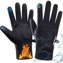 NEWKIBOU Guantes para Frio,Guantes Invierno Impermeables para Hombre y Mujer, Guantes Moto Termicos Pantalla Táctil para Ciclismo, Running, Senderismo, Escalada, Esquiar (Negro, X-Large)