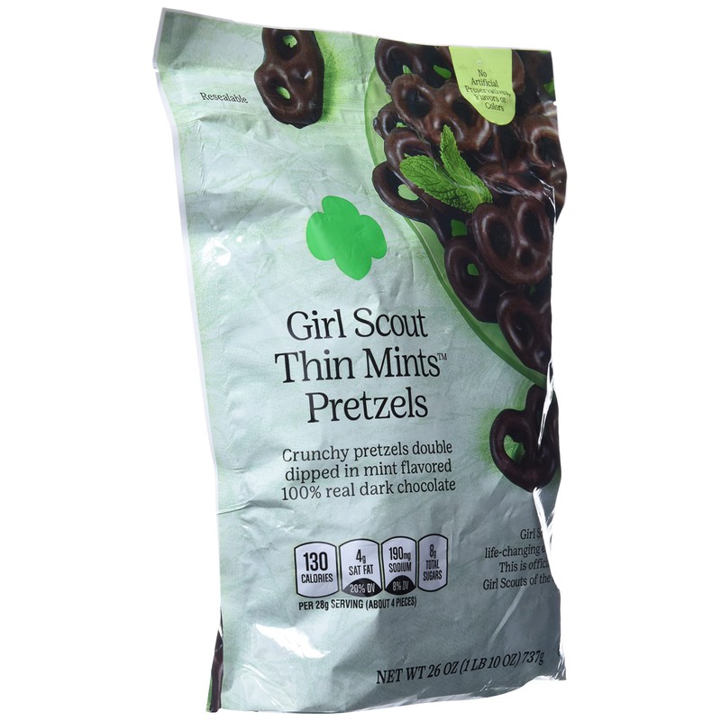 Girl Scout Thin Mints Pretzels 100% Real Dark Chocolate, 26