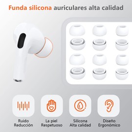 LEIDSANY 6 pares de almohadillas airpods pro, airpod pro replacement con orificios de cancelación de ruido, cómodo material de silicona, 3 tallas diferentes M/L/XL, airpods pro almohadilla con estuche