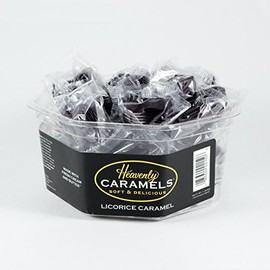 J Morgan Confections Heavenly Caramel | Licorice Flavor | 45 Count Tub | Gourmet Soft and Chewy Butter Caramel Candies | Hand-Crafted Golden Treats