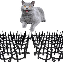 BUYTER 12 Pack 8.5 * 6.5 Inch Square Cat Scat Mats with Spikes, Cat Repellent Pads Fence Animal Barrier,Included 12 Pack Staples and 20 Pack Zip Ties (8.5''*6.5'')