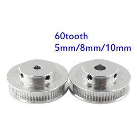 1 x GT2 aluminium timing belt pulley 30 36 40 60 teeth gear bore 5 mm 6.35 mm 8 mm 10 mm 12 mm aluminium gear width band width 6 mm for 3D printer reprap (60 teeth inner hole 8 mm)