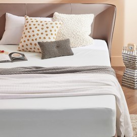 Bedsure Double Fitted Sheet Deep - Bed Sheets Extra Deep Pocket 16 inch (40 cm) made of Soft Brushed Microfiber for Double Bed, White, 135x190cm