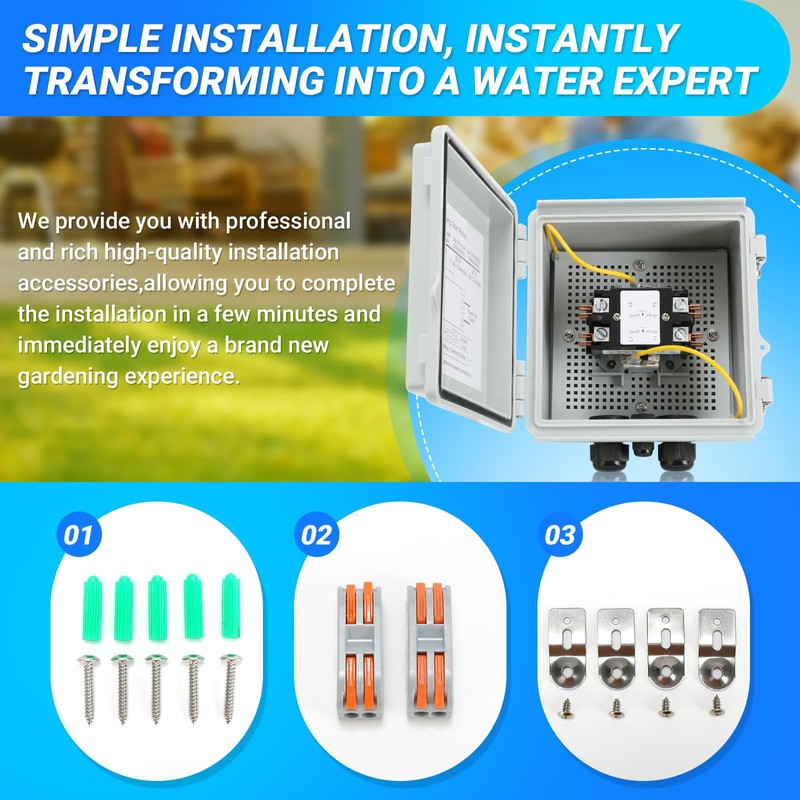 Briidea Irrigation Pump Start Sprinkler Relay with Waterproof Box, 2
