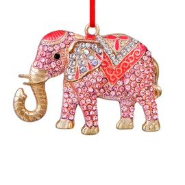 D24TIME Elephant Christmas Ornaments Pink Metal Elephant Christmas Tree Decorative Hanging Ornaments for Home Elephant Decor Christmas Tree Decorations Keepsake Gifts for Women Sisters Mom Kids Girls