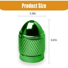 5 Pcs Car Tire Valve Stem Caps, Bullet Style Polished Aluminum Tire Valve Stem Caps, Universal for Car Truck Motorcycle SUV and Bike (Green)