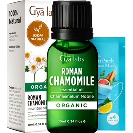 Gya Labs Organic Roman Chamomile Essential Oil for Diffuser - 100% Pure Natural Organic Roman Chamomile Oil for Skin & Hair, Relaxing Natural Aromatherapy (0.34 Fl Oz)