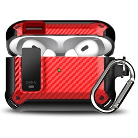 TQW Funda para Airpods Pro 2 generación 2022 y 2023 USB c Case Uso Rudo Cover de Silicona con Llavero Accesorios de Protectora Carcasa(RojoNegro)     
