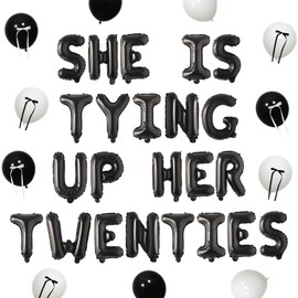 She's Tying Up Her Twenties Balloons Banner, Black Bow Theme Tying up 20s Foil Balloons Coquette 30th Birthday Decorations Cheers to 30 Years Party Decor for Death to My Twenties Party