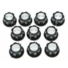 KAISH 10x Guitar Mini Effect Pedal Knobs 6mm Black w/Silver