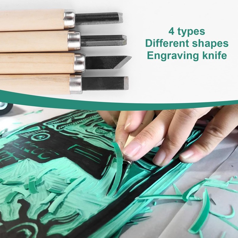 Rubber Stamp Carving Blocks Lino Print Plate Set of 9