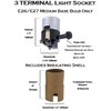3-Terminal E26 Medium Base Socket Interior with Turn Knob