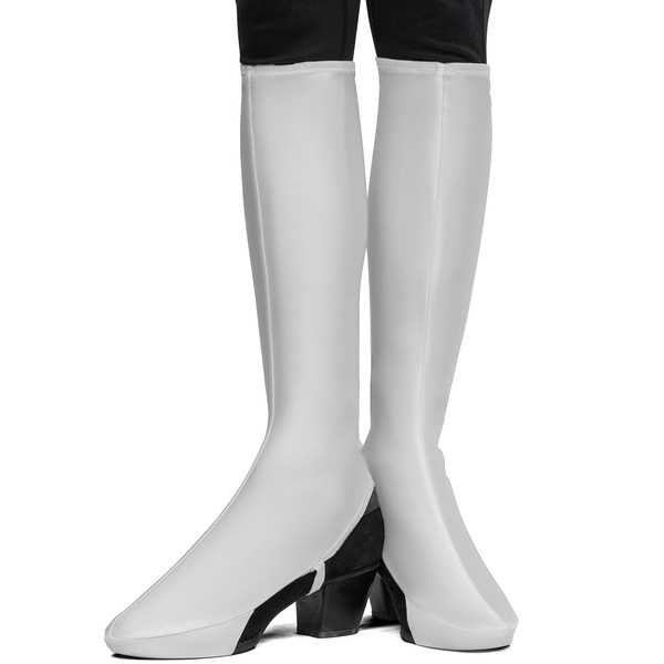 Skeleteen White Costume Boot Covers - Groovy Disco White Fabric 70s Hippie Fake Boots for Women and Girls Costumes
