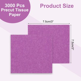 Rebower 3000 Pcs 3 Inch Tissue Paper Squares, Purple Tissue Squares Table Confetti Colorful Tissue Paper Bulk, [for DIY Projects, Art Supplies, Scrapbooking,Valentine's Day]