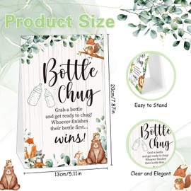 TrelaCo Bottle Chug Baby Shower Game 20 Pcs Baby Bottles Shower Favor with 1 Animal Theme Sign for Gender Reveal Party Supplies Gifts(Transparent Green)