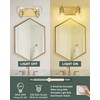 METWET Bathroom Light Fixtures, 2 Light Brushed Gold Vanity Light,