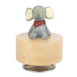 Music Box Round Shape Animal Style Pleasing Melody Exquisite Durable Wooden Musical Box for Kids Family Office Baby Elephant