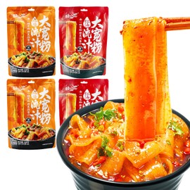 Ramen Noodles, Wide Vermicelli Noodles, Soft Chewy Sliced Noodles, Hot Pot Potato Noodles, Non-Fried Knife Shaved Noodles Asian Snacks for Fast Diet 捞汁宽粉 1078g / 38.03oz (pack of 4)