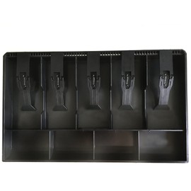 Cash Register Drawer for Money Storage, Cash Tray with 5 Bill/4 Coin Compartments for Supermarkets, Shops, Hotels (Black)