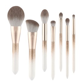 7pcs Pinceles de maquillaje profesional Conjunto mango madera clásico Make Up Cepillo Kit Blush Foundation Polvo Herramientas cosméticas              