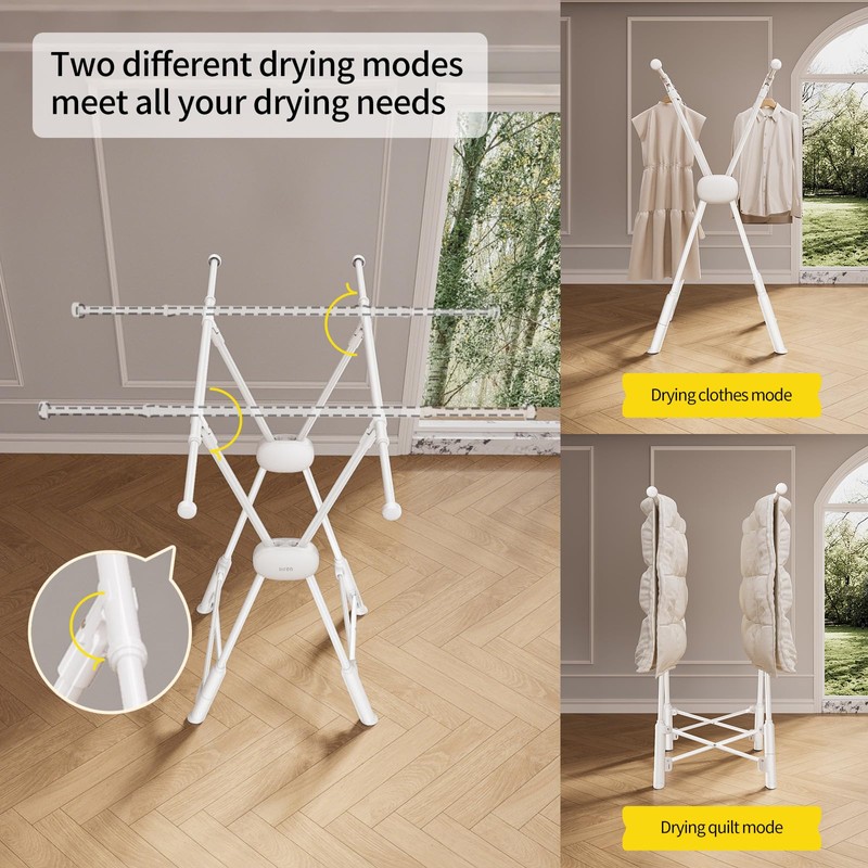 BIREN Clothes Drying Rack Heavy Duty Clothing Racks Extending Laundry