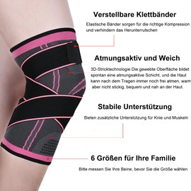 Vitoki Knee Braces for Arthritis, Joint Pain, 1 Piece, Knee Brace for Men and Women, Knee Brace for Meniscus Tear, ACL, Running, Workout, Basketball, Gym, Pink, XXXL