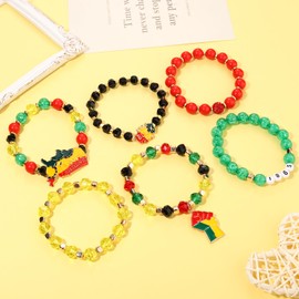 ANGLESJELL African Bracelets Beaded Stretch Bracelet for Women Sparkling Queen Black Women Magic Charm Bracelet Juneteenth Outfits Accessories Jewelry (Red Green Yellow B)