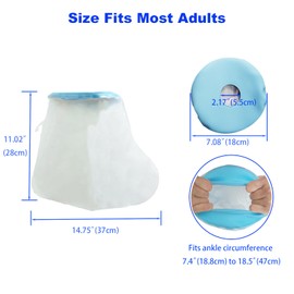 Tideshake 100% Waterproof Foot Cast Cover for Showering, Reusable Adult Foot Cast Protector, Cast Covers for Shower, Watertight Cast Bag for Ankle, Burns