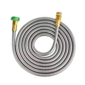 SKYWARD 304 Stainless Steel Garden Hose 15 ft with Female to Male Metal Connector, Anti-Leakage, Flexible & Lightweight Kink Free Water Hose, Easy to Use & Store (15ft)