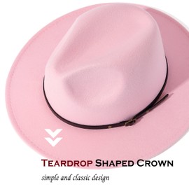 Lisianthus Women Belt Buckle Fedora Hat Pink