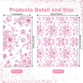 120Pack Vintage Floral Paper Guest Napkins Pink White Rose FlowersDisposable Dinner Napkins Chinoiserie Cocktail Beverage Napkins for Wedding Bridal Shower Supplies (Long)