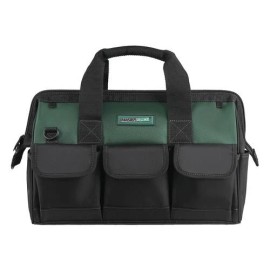 Masterforce 18" Black 24 Pocket Garage Poly Tool Bag Jobsite Storage Heavy Duty Large Zipper