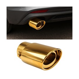 Norkmdi Car Exhaust Tip, 2.5" Inlet 2.6" Outlet 5.3" Length Stainless Steel Polished Adjustable Vehicle Exhaust Pipe Muffler Modification Tailpipe, Auto Decor Accessories, Universal Fit (Golden)