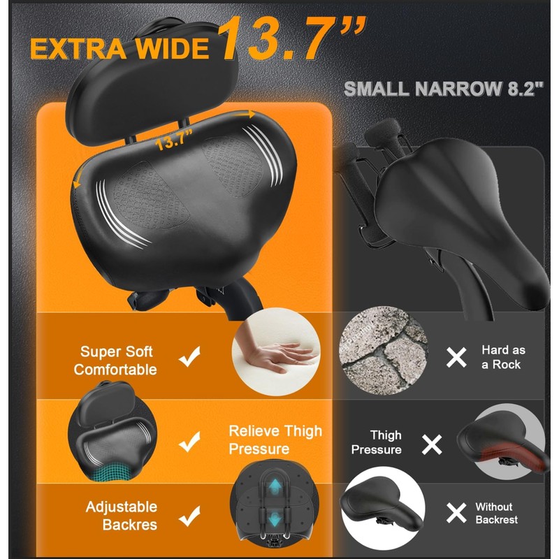 Bike Seat Noseless Wide Comfort Men Women Bicycle Saddle for